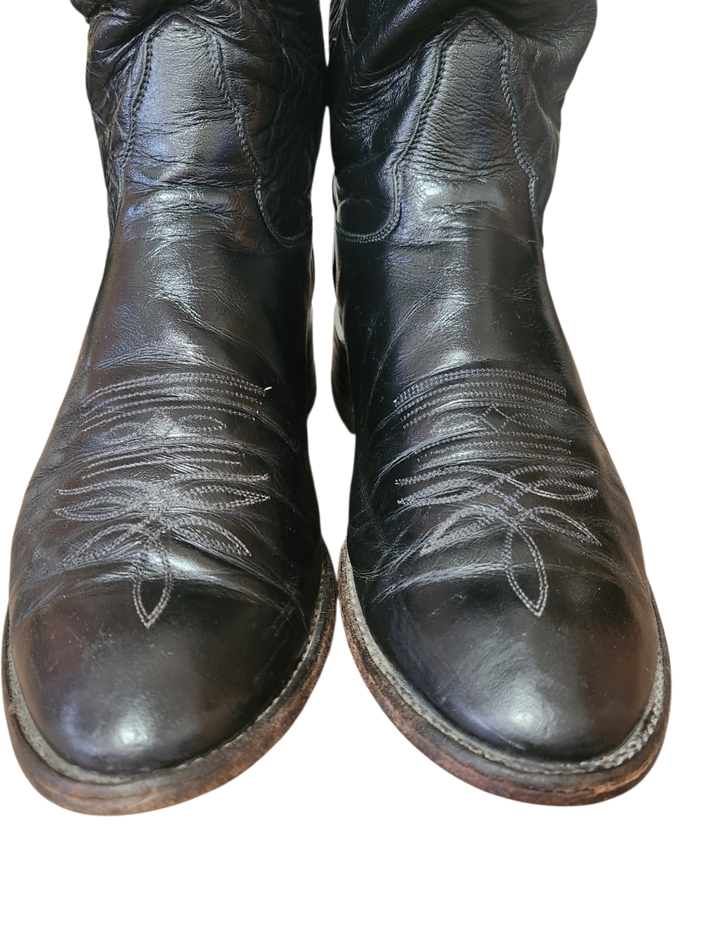 Vtg Tony Lama 2801 Men’s Western Cowboy Boots Size 10B Black Leather USA Classic - Picture 4 of 16
